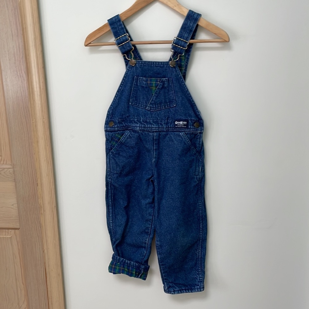 Vintage OshKosh B’Gosh 4T Vest Back Denim Overalls plaid
